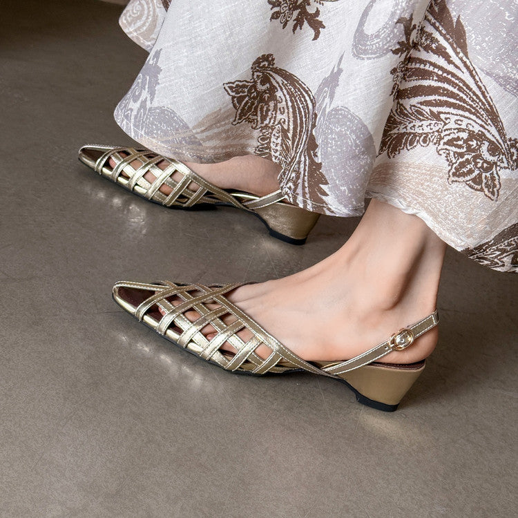 Karin Luna Braided Style ~Cross-woven Pointed Toe Closed-toe Sandals