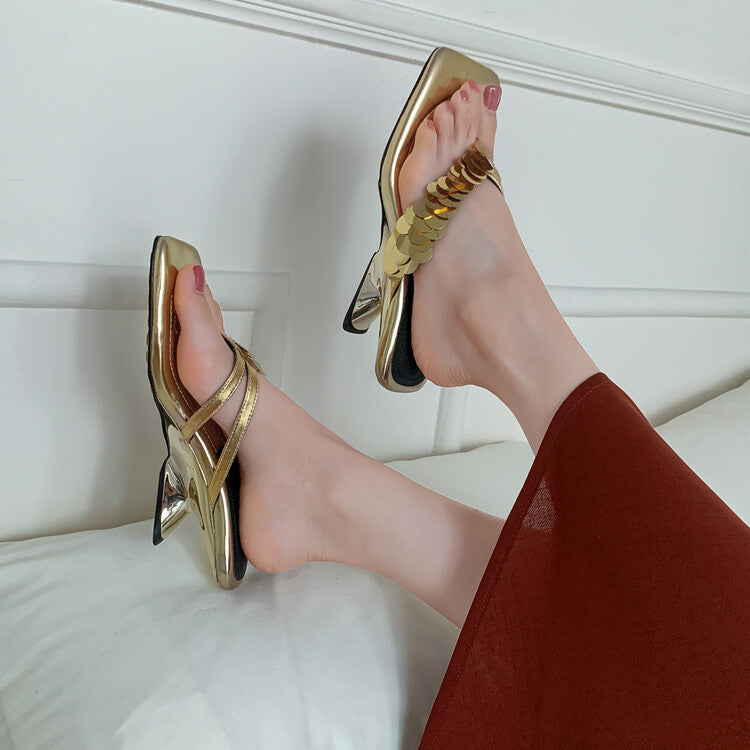 Karin Luna Exquisite Daughter~t Footrest with Rhinestones for a Sofa-like Feel  Sequin Flip-Flops