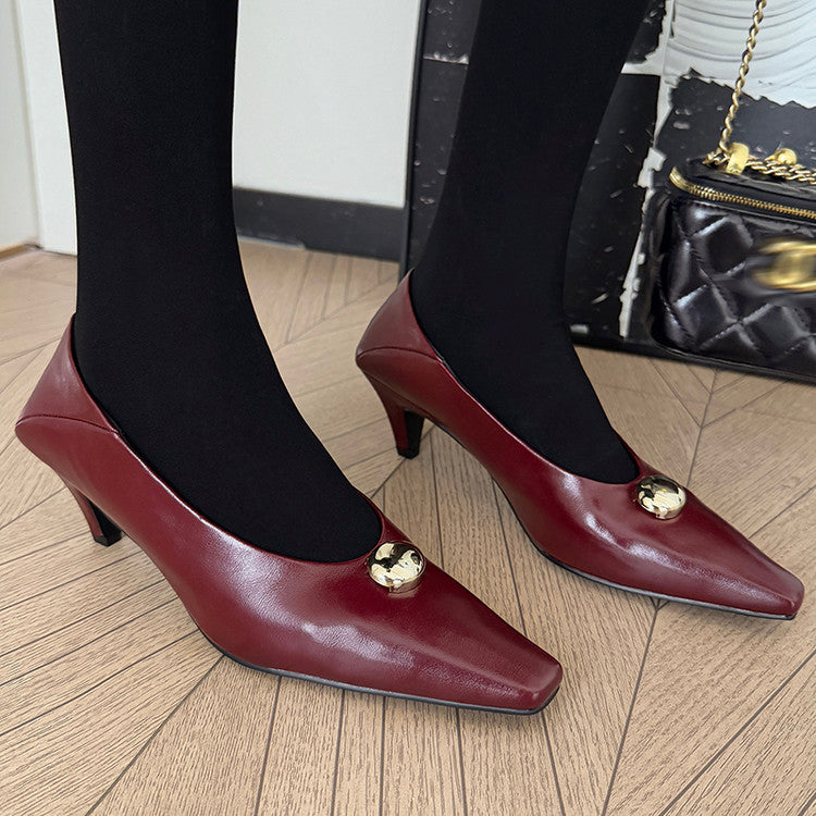 Karin Luna In Stock In Stock ~Basic Versatile French Style Small Square Toe Shallow Mouth Single Shoes