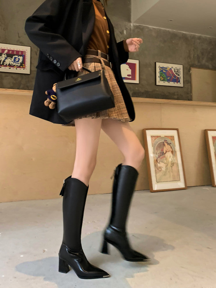 Karin Luna In Stock In-stock Pointed Toe Elegant High Heels v Slimming Effect Long Boots