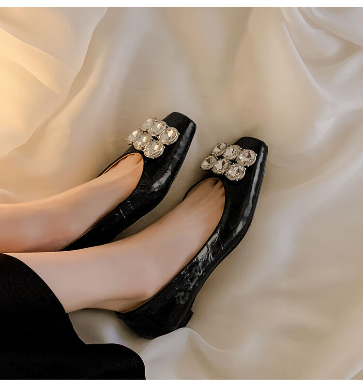 Karin Luna High Quality Low Price ！Hot-selling Fasteners Full leather inside and out Trendy Plaid Fabric Super Beautiful Flat Cowhide Shoes