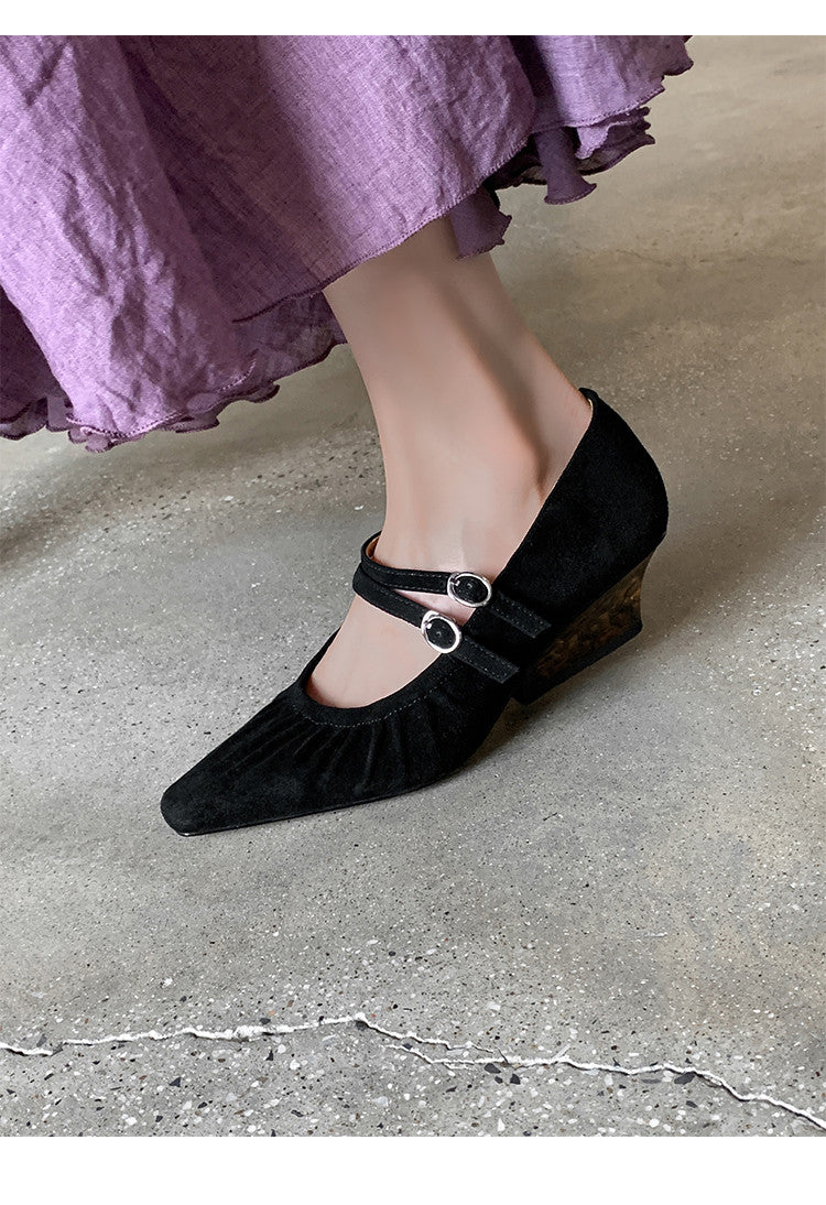 Karin Luna Full Leather Inside and Out Popular Element Amber Heel Elegant French Style Single Shoes