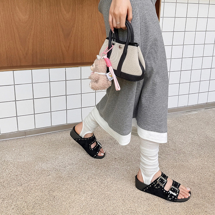 Karin Luna In Stock Spot Goods Casual Thick-Soled Belt Buckle Slippers