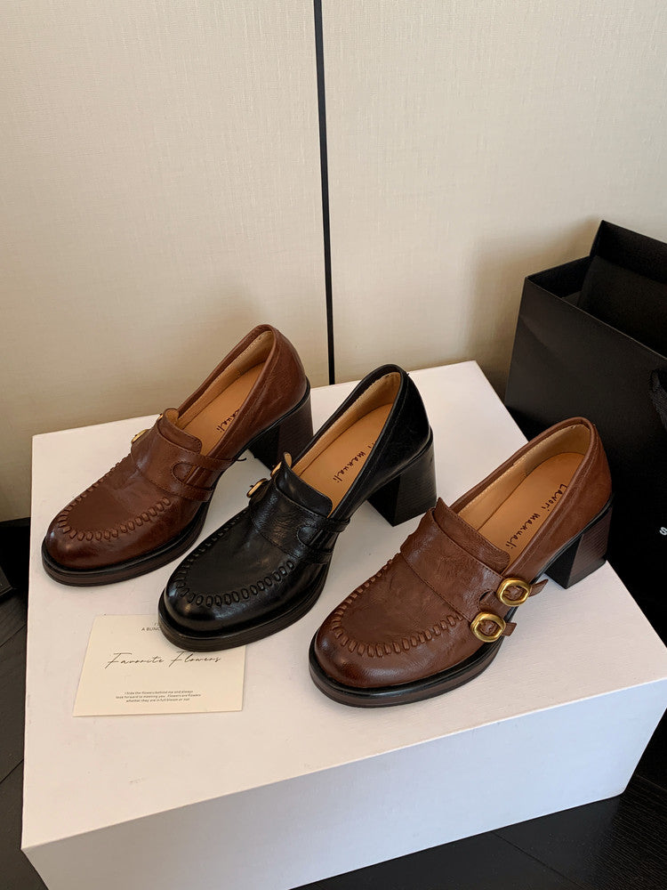 Karin Luna Bestseller Hot-Selling Derivative Edition Self-contained Strap Buckle Casual Loafers