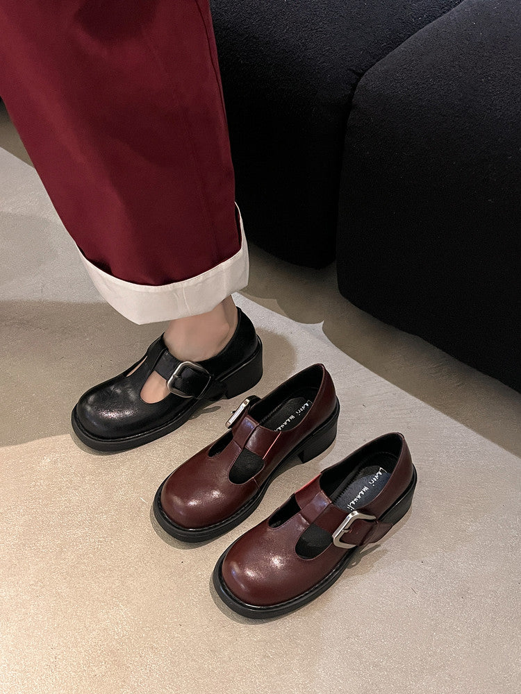 Karin Luna In Stock Spot Goods round Head t Round Toe British Style Single Shoes