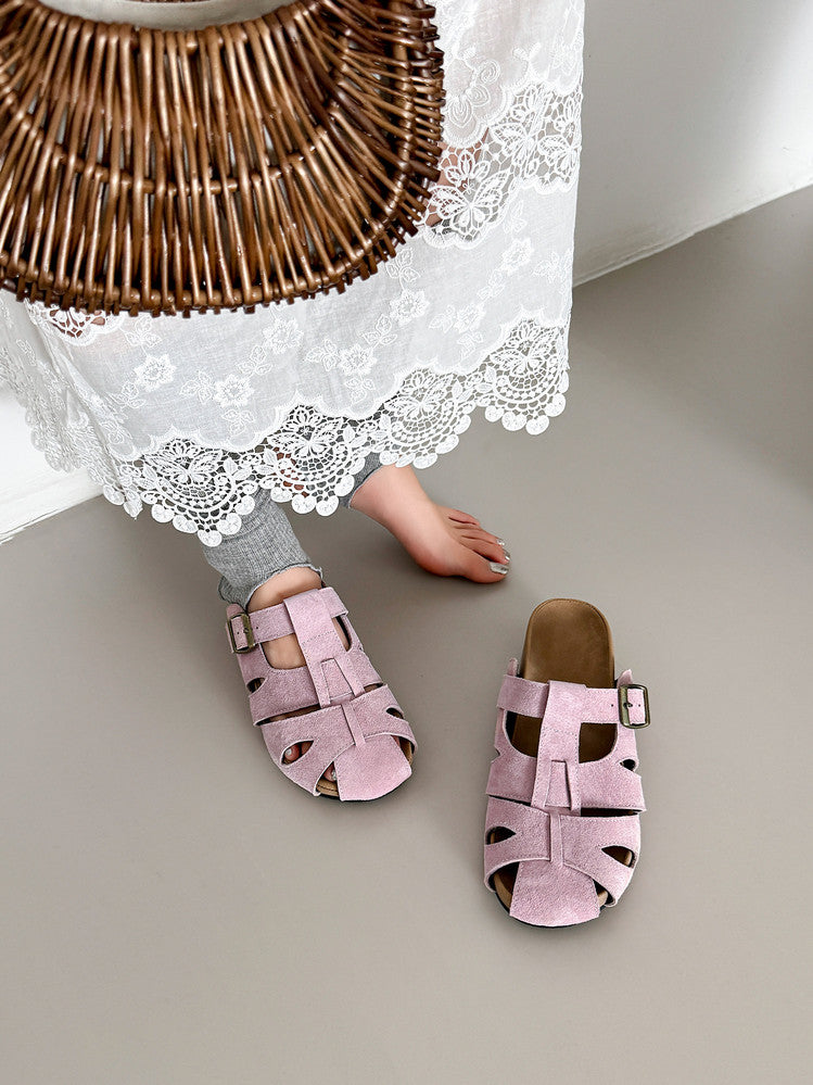 Karin Luna Full Layer Inside and Out~Basic Versatile Perforated Round Toe Birkenstock Slippers
