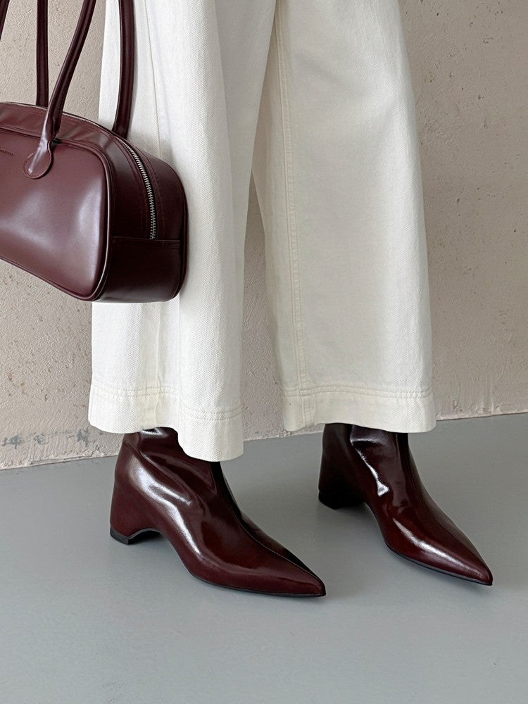 Karin Luna Elegant Pointed Toe Hidden Wedge Short Boots