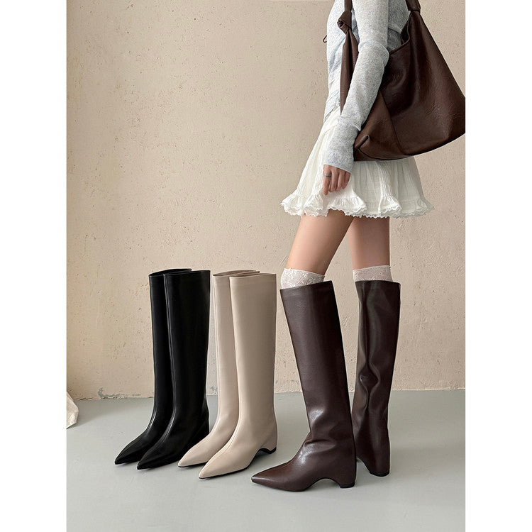 Karin Luna Hot-Selling Internal Height Increase Pointed Toe Straight-Leg Hot-Selling Long Boots