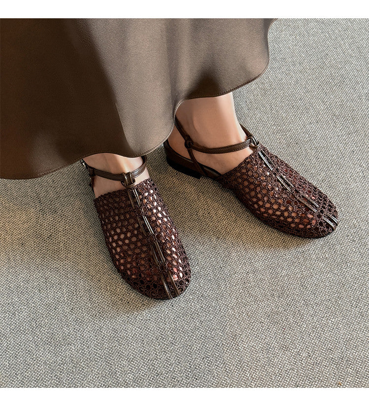 Karin Luna In Stock Spot Goods  Resort Style Series~Casual woven closed-toe flat sandals