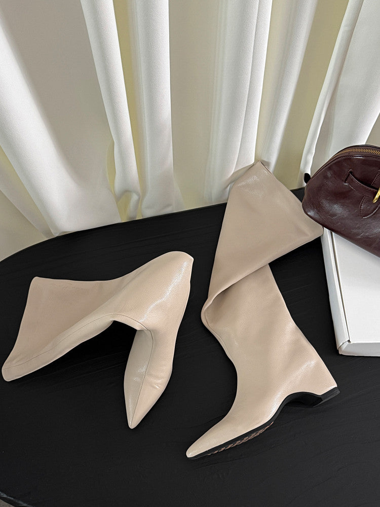 Karin Luna Hot-Selling Internal Height Increase Pointed Toe Straight-Leg Hot-Selling Long Boots