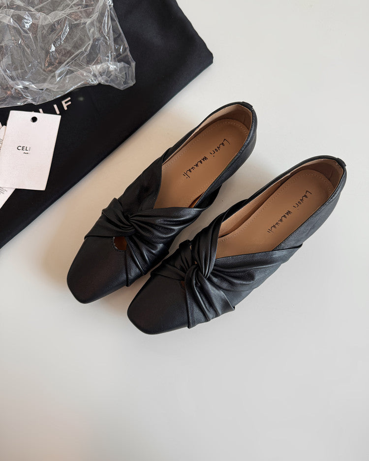Karin Luna Cross Design Square Toe Hidden Wedge Shoes