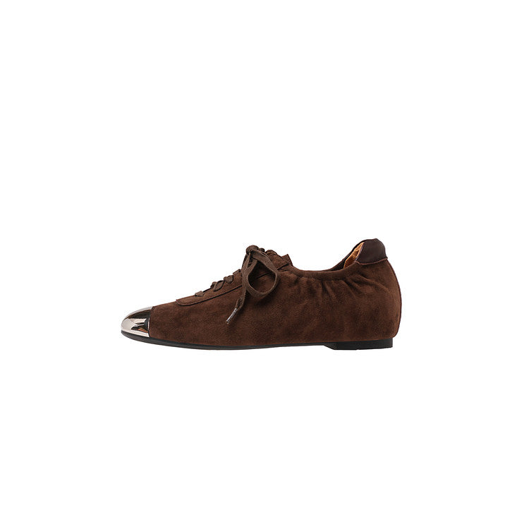 Karin Luna In Stock In Stock  High-end Metal Toe Lace-up Flats