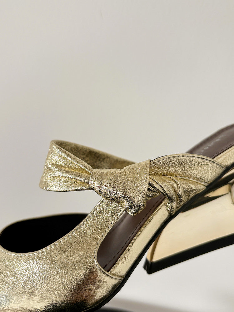 Karin Luna In Stock Spot Goods  Pointed Toe Irregular Heel Elegant Retro Strap Slippers