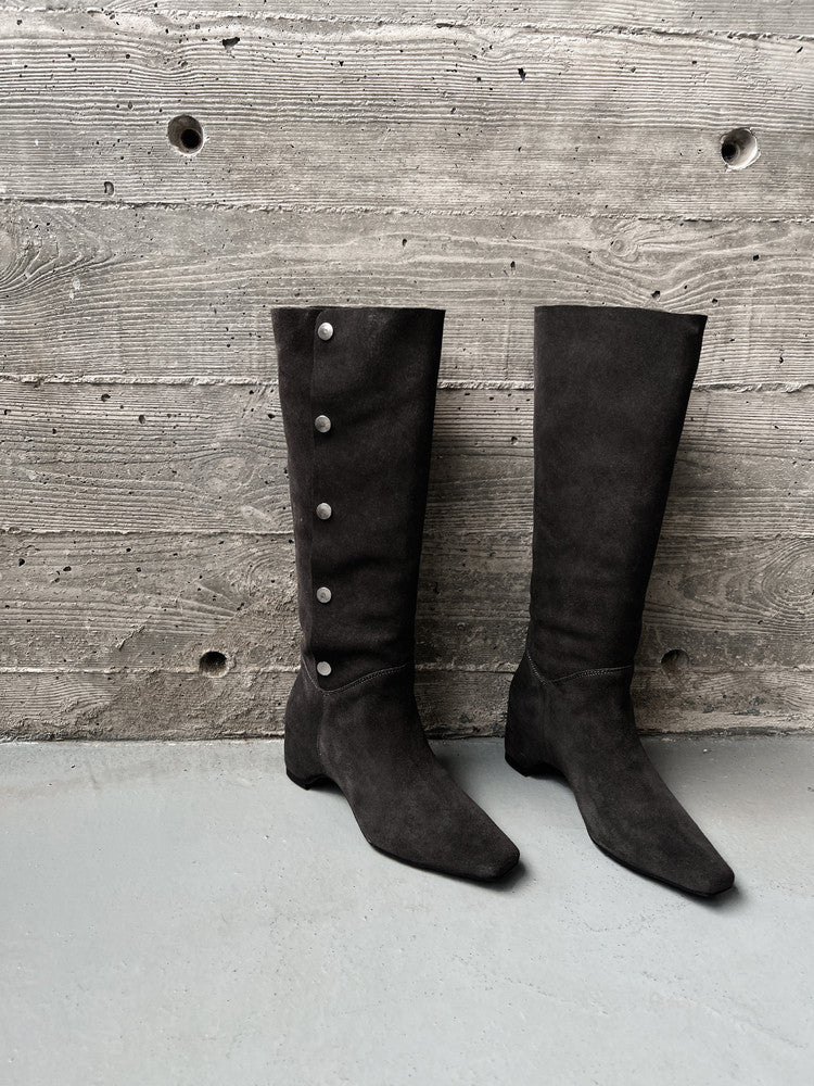 Karin Luna Bestseller Hot-Selling Hidden Buckle Lazy Style Square-Toe Height-Increasing Suede Western Boots