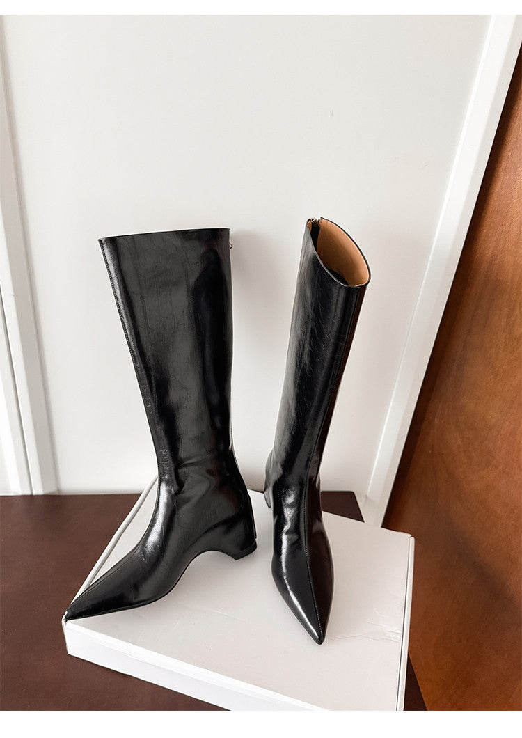 Karin Luna Elegant Style Pointed Toe Internal Height Increase Long Boots