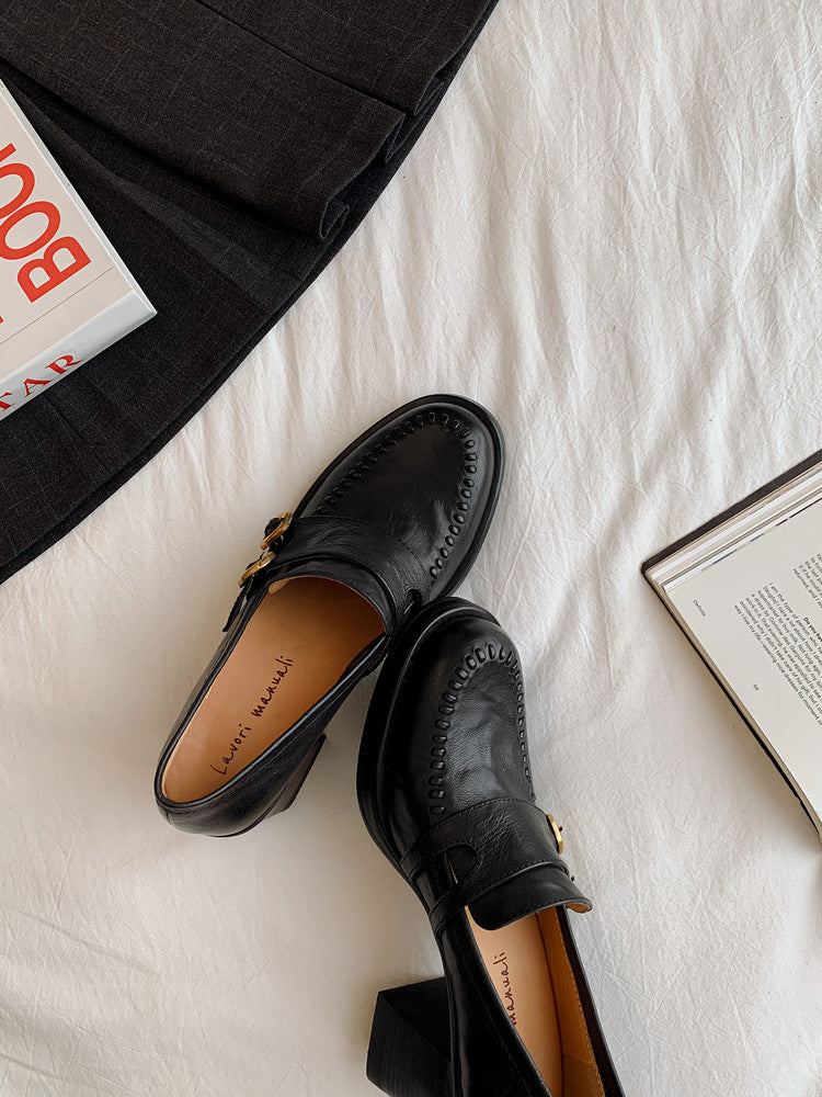 Karin Luna Bestseller Hot-Selling Derivative Edition Self-contained Strap Buckle Casual Loafers