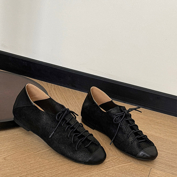 Karin Luna In Stock In Stock   Xiaohongshu Hot-Selling Lace-Up Round-Toe Deep Mouth Single Shoes