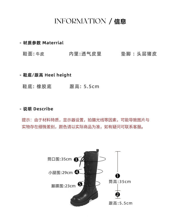 Karin Luna Fashion Style Round Toe Front Lace-up Adjustable Leg Circumference Suitable for both slim and thick legs