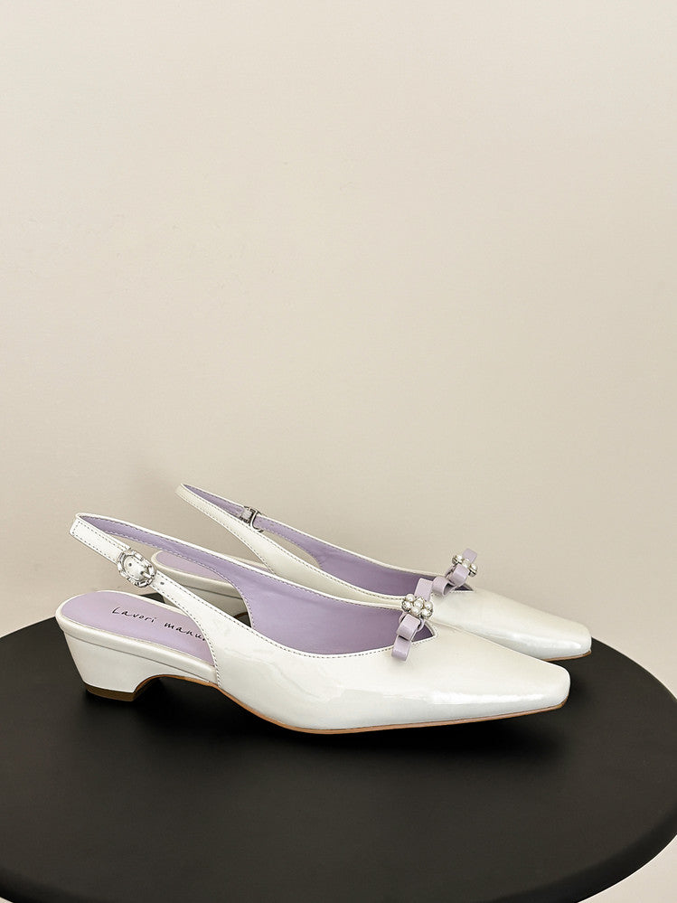 Karin Luna In Stock In Stock Sweet Bowknot Small Square Toe Chunky Heel Closed-toe Elegant Retro Sandals