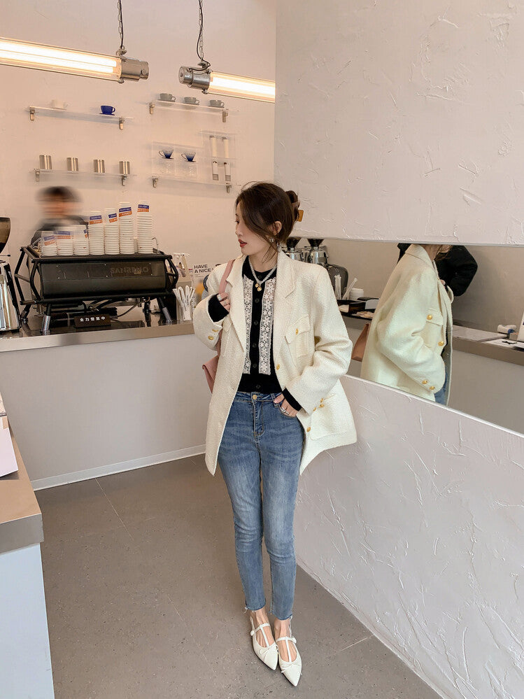 Karin Luna is a perfect Korean drama heroine~French Retro Style Full leather inside and out Pointed Bowknot