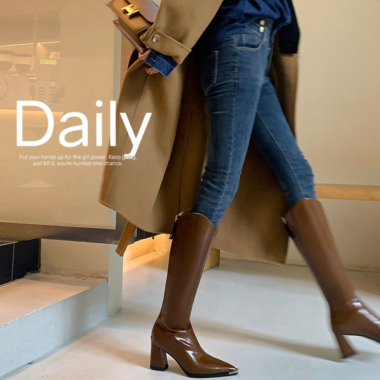 Karin Luna In Stock In-stock Pointed Toe Elegant High Heels v Slimming Effect Long Boots