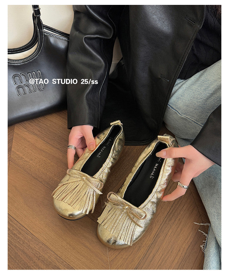 Karin Luna In Stock Spot Goods   Tassel Round Toe Hidden Wedge Mary Jane Shoes