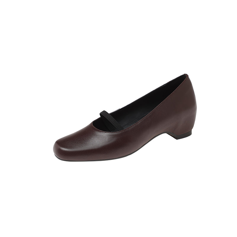 Karin Luna In Stock Spot Goods    Retro Elastic Band Chunky Heel Single Shoes