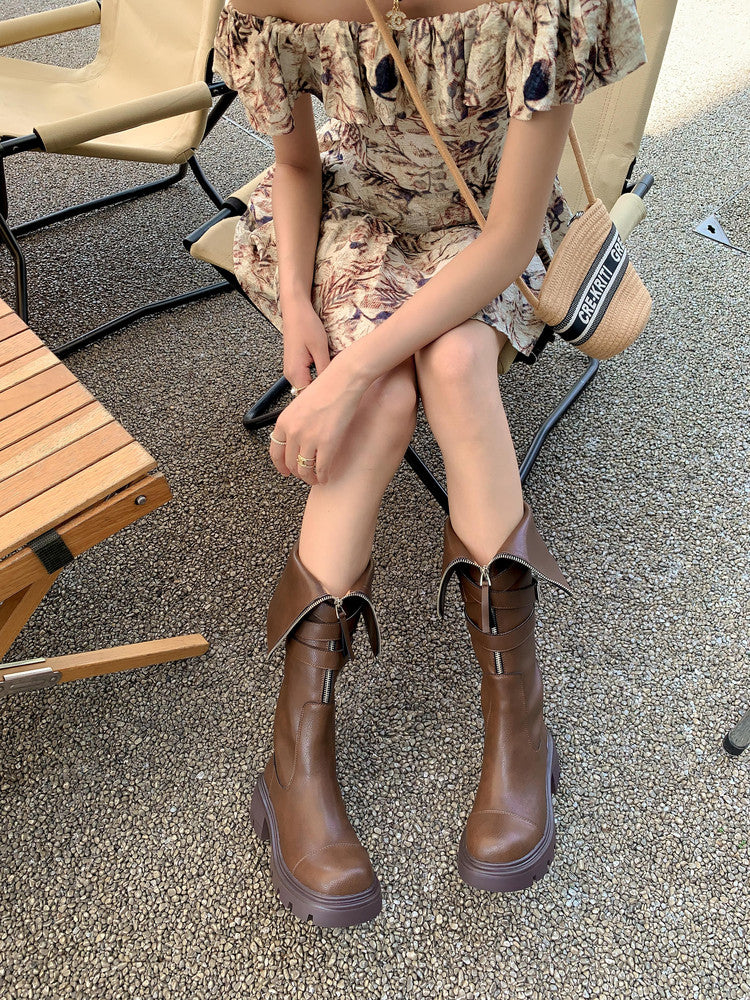 Karin Luna In Stock In-stock Foldable Niche Thick-soled Knight Boots