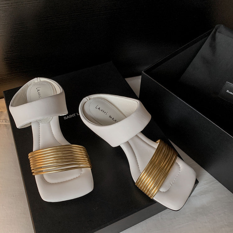 Karin Luna In Stock In Stock Minimalist Style Square-Toed Elegant Slippers