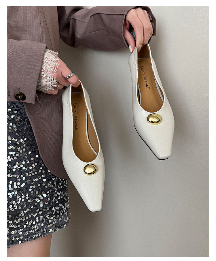 Karin Luna In Stock In Stock ~Basic Versatile French Style Small Square Toe Shallow Mouth Single Shoes
