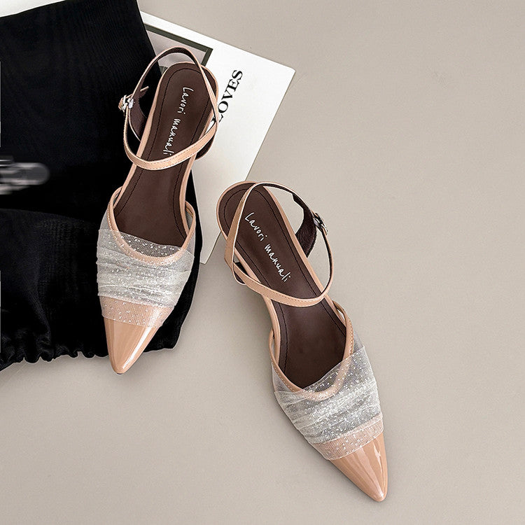Karin Luna In Stock Spot Goods  Elegant Mesh Pointed Toe Sandals