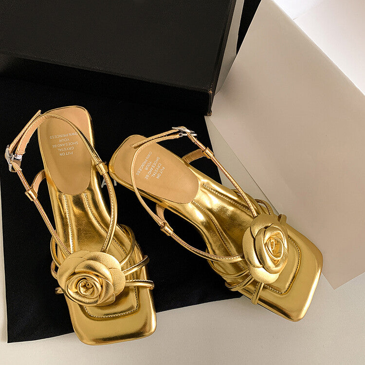 Karin Luna Exquisite Camellia ~French Retro Open-Toe Sandals