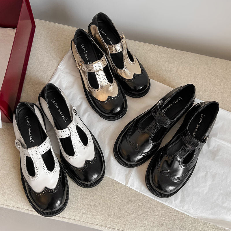 Karin Luna In Stock Spot Goods  Color Matching t Round Toe British Style Single Shoes