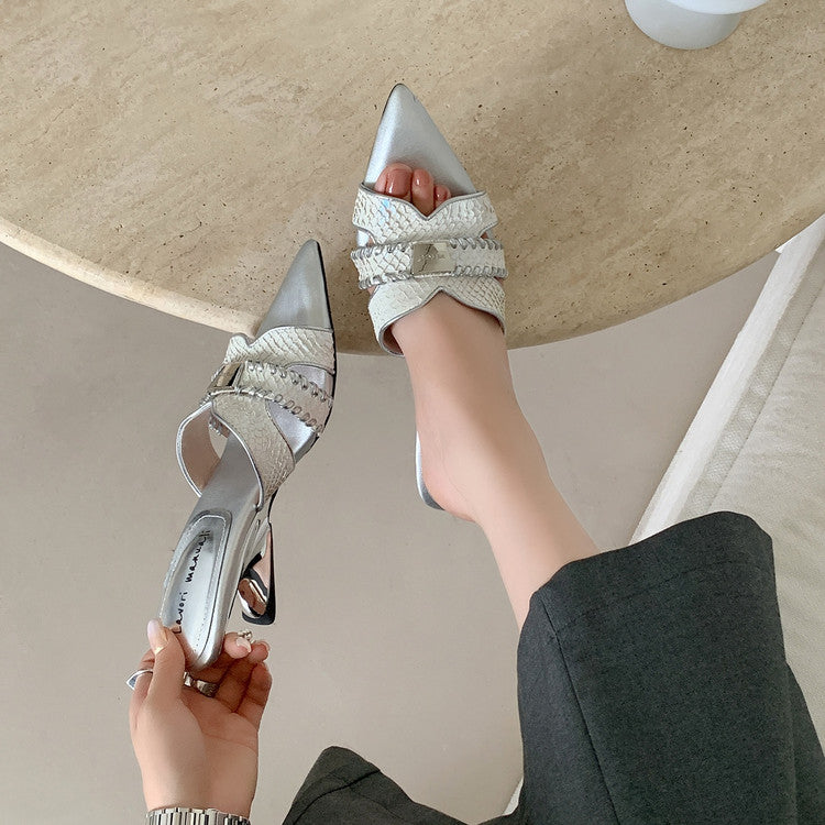Karin Luna Fish Skin Series~Minimalist Pointed Toe Hot-Selling Unique Heel Slippers