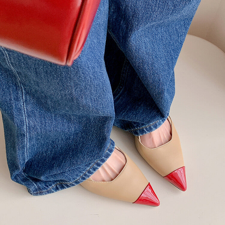 Karin Luna In Stock 24New Year's stock is now available Color Block Pointed Toe Full Leather Sandals
