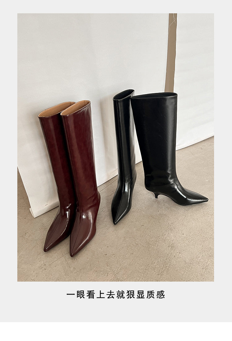 Karin Luna In Stock In Stock    Stunning Elegant Style Kitten Heel Straight Long Boots