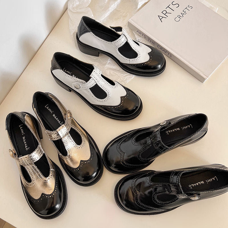 Karin Luna In Stock Spot Goods  Color Matching t Round Toe British Style Single Shoes