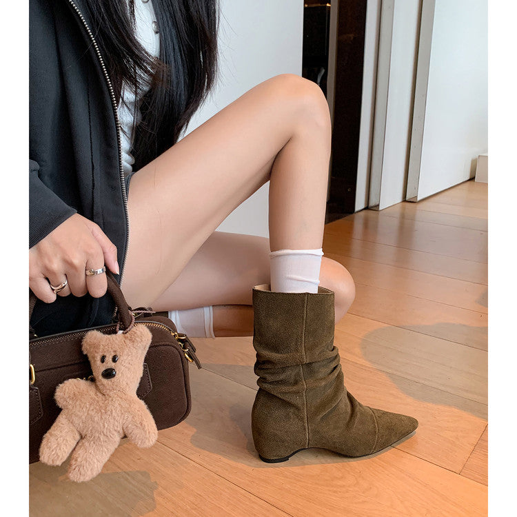 Karin Luna Data Hot-Selling Pointed Toe Slouchy Matte Western Short Boots