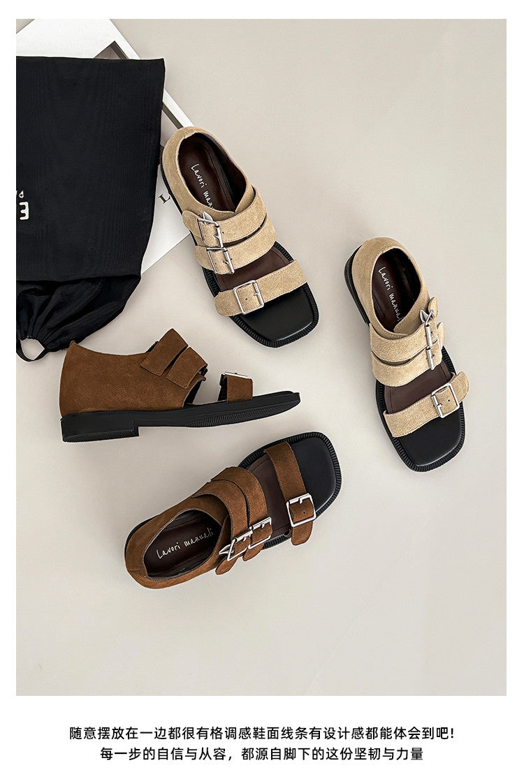Karin Luna In Stock Spot Goods   Casual Belt Buckle Thick-soled Versatile Sandals