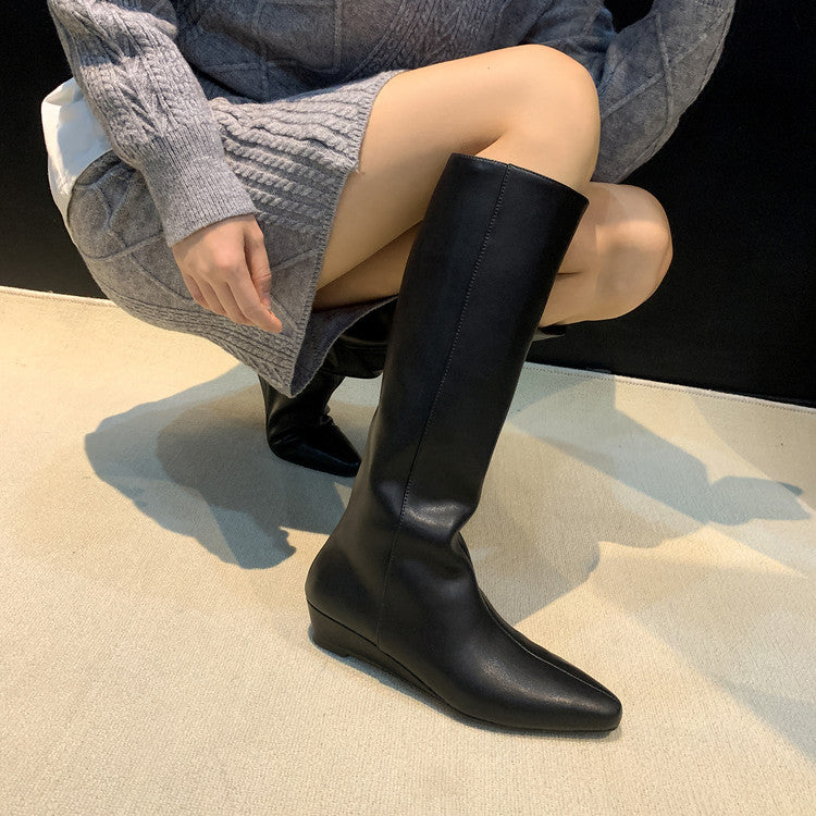 Karin Luna In Stock  In-stock Square Toe Straight Slip-on Long Boots