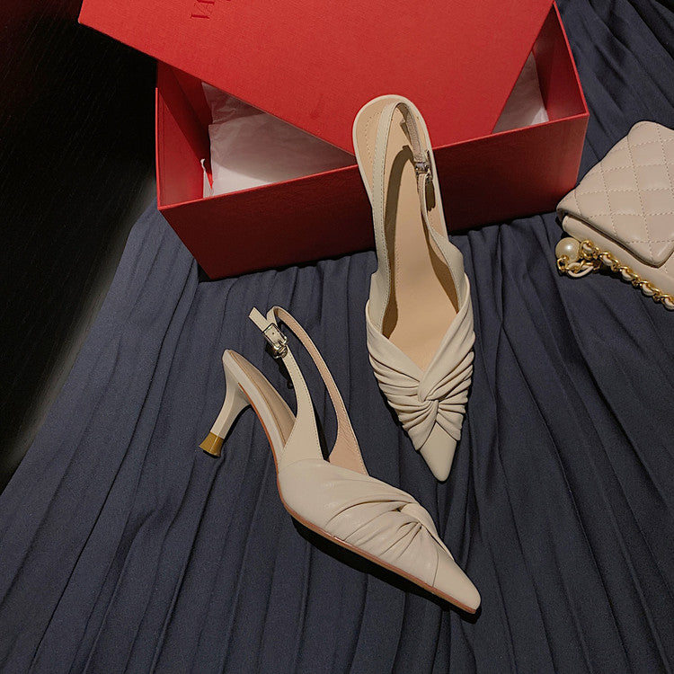 Karin Luna In Stock In Stock  Exquisite Pointed Toe Backless Closed-Toe Stiletto Sandals