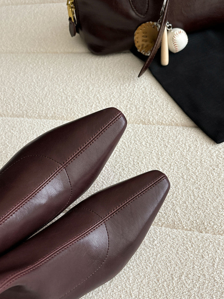 Karin Luna In Stock In Stock  Square Toe Chunky Heel Korean Style Elegant Long Boots
