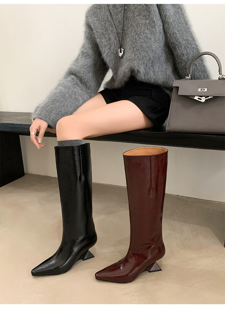 Karin Luna European and American Style Unisex Square-Toed Long Boots