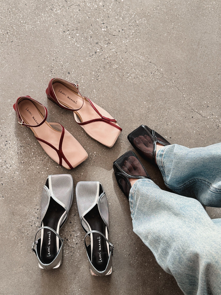 Karin Luna In Stock In Stock  Internet Celebrity Style Square Toe Mesh Chunky Heel Sandals