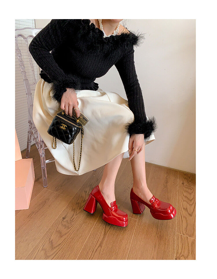 Karin Luna ck Popular Hot Girl Red high heels Full leather inside and out Cow Patent Leather Super High Heel