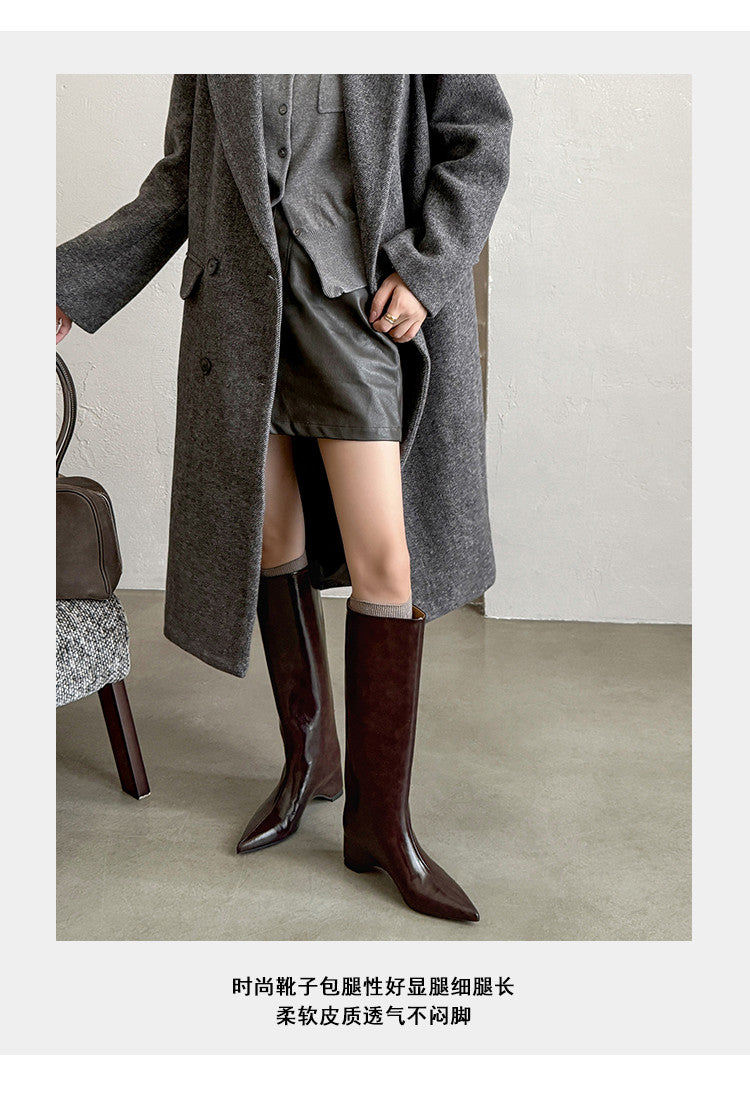 Karin Luna Minimalist Style High Tube Pointed Toe Hidden Heel Boots