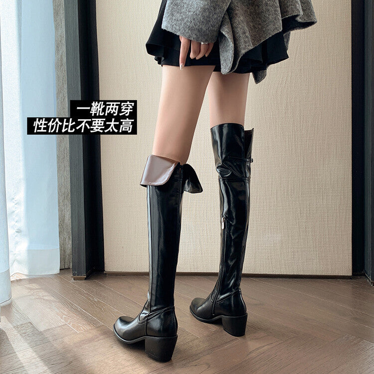 Karin Luna exploded  Three versions exploded Single Fleece Lining Fur Collar Version  Thick Fur Collar Foldable Hot-Selling Full Cowhide Pointed Toe Chunky Heel Classic Style