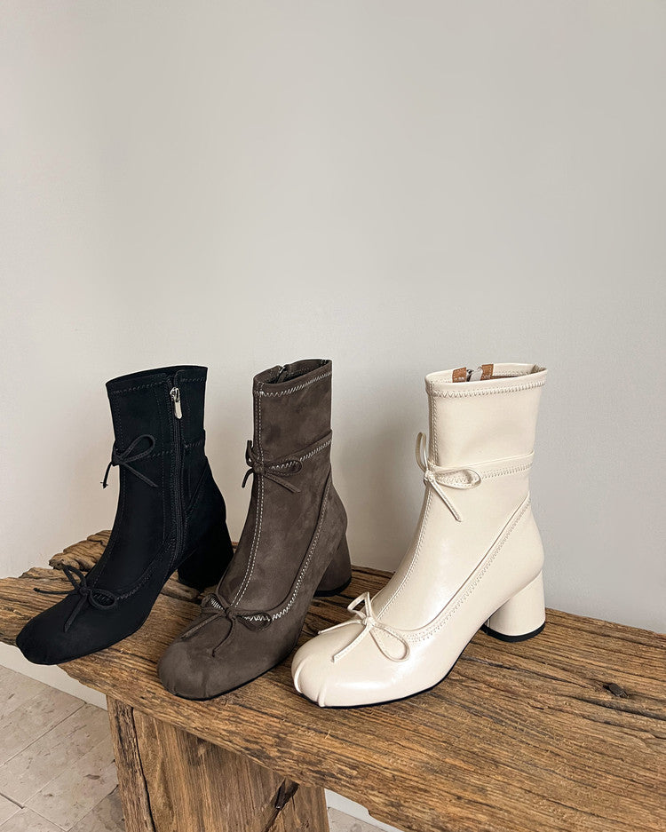 Karin Luna In Stock Spot Goods Hot-Selling Sweet Standard Bow Round-Toe Slim Short Boots