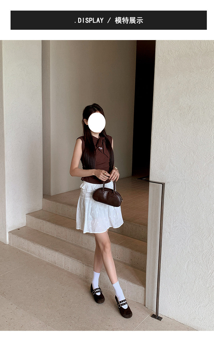 Karin Luna Hot Item Hot Item Punk Style One-Strap Round-Toe Suede Leather Height-Increasing Flats