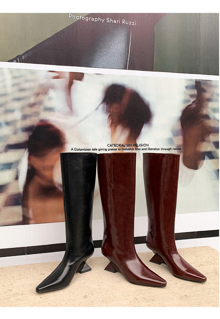 Karin Luna European and American Style Unisex Square-Toed Long Boots